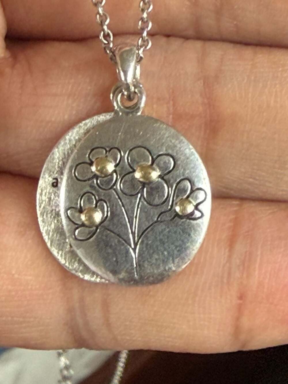 Berco Mustard Seed Matthew 17:20 Sterling Silver and Gold Flower Pendant Necklac